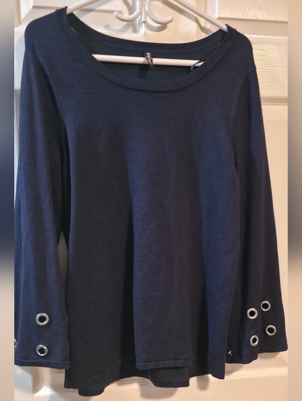 Onyx Deep Navy Textured Long Sleeve Top